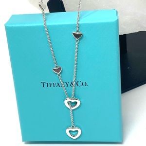 AUTHENTIC - TIFFANY & CO. Heart Link Lariat pendant Necklace